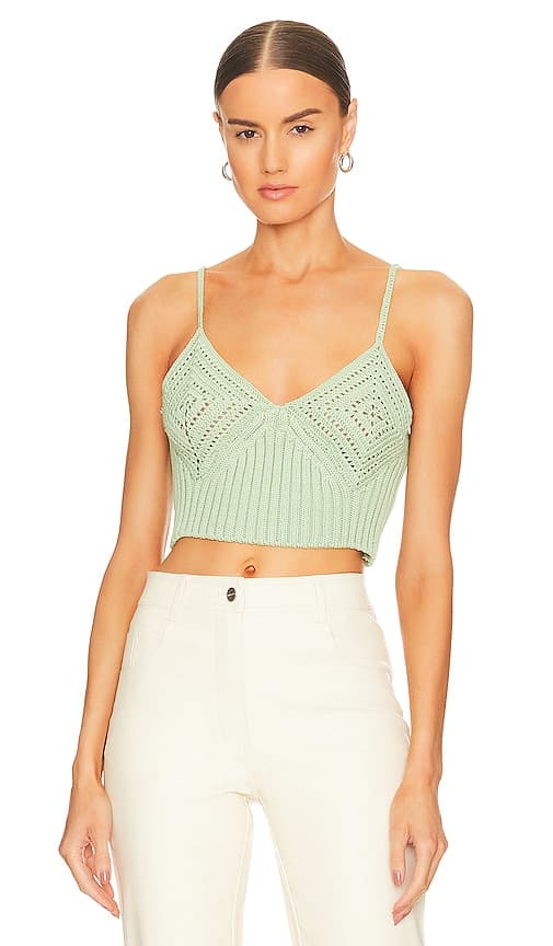 Lolita Crochet Crop Top In Sage - Image 1