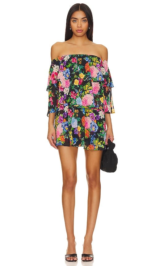Triple Decker Romper In Midnight Botanical Floral - Image 1