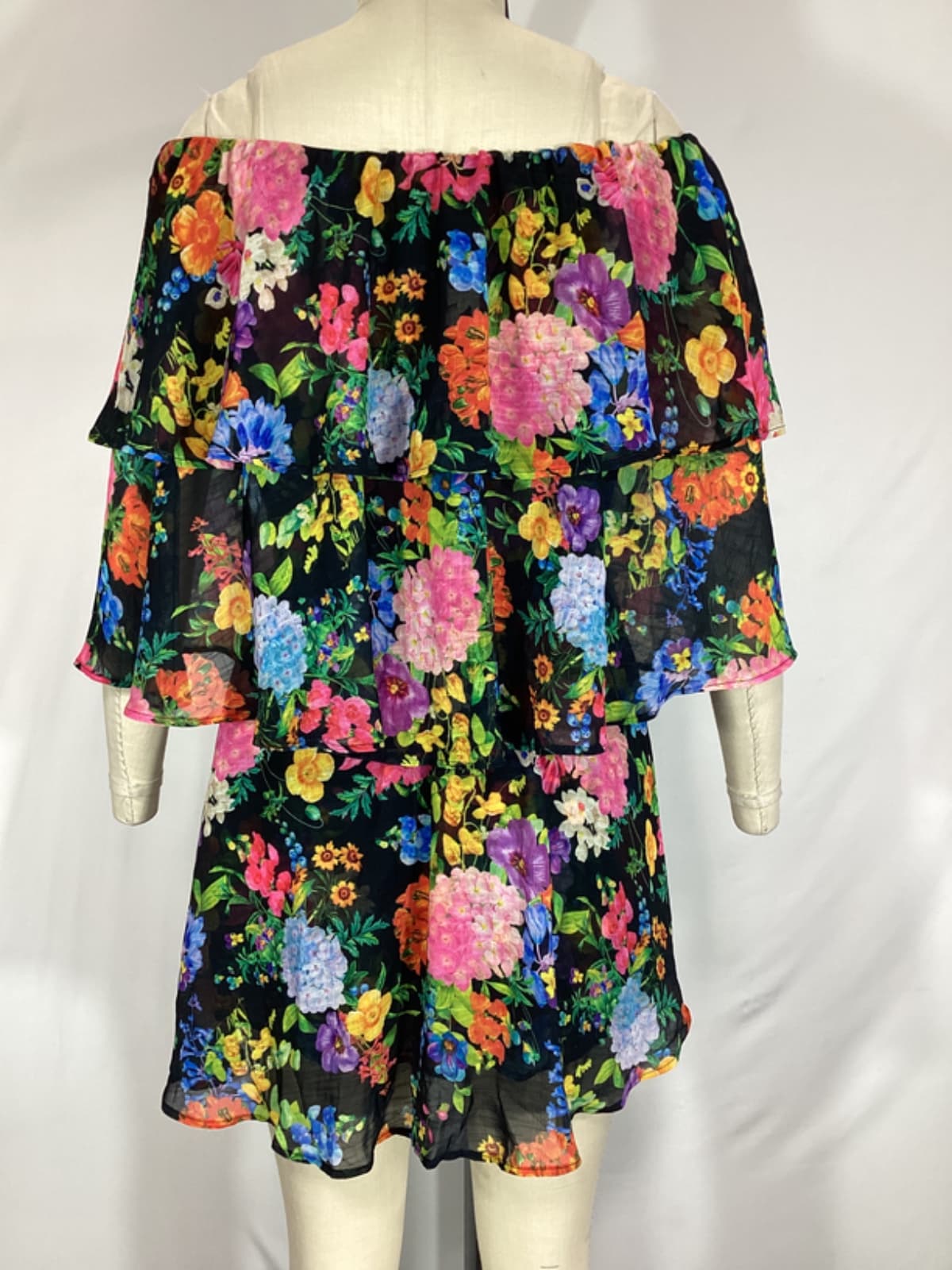 Triple Decker Romper In Midnight Botanical Floral - Image 3