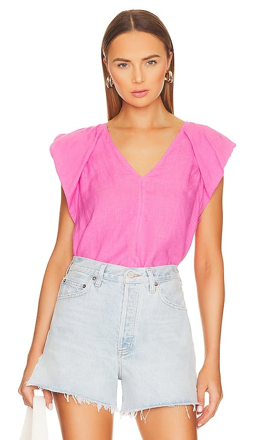 Velvet By Graham & Spencer Ava Top In Flamingo - Image 1