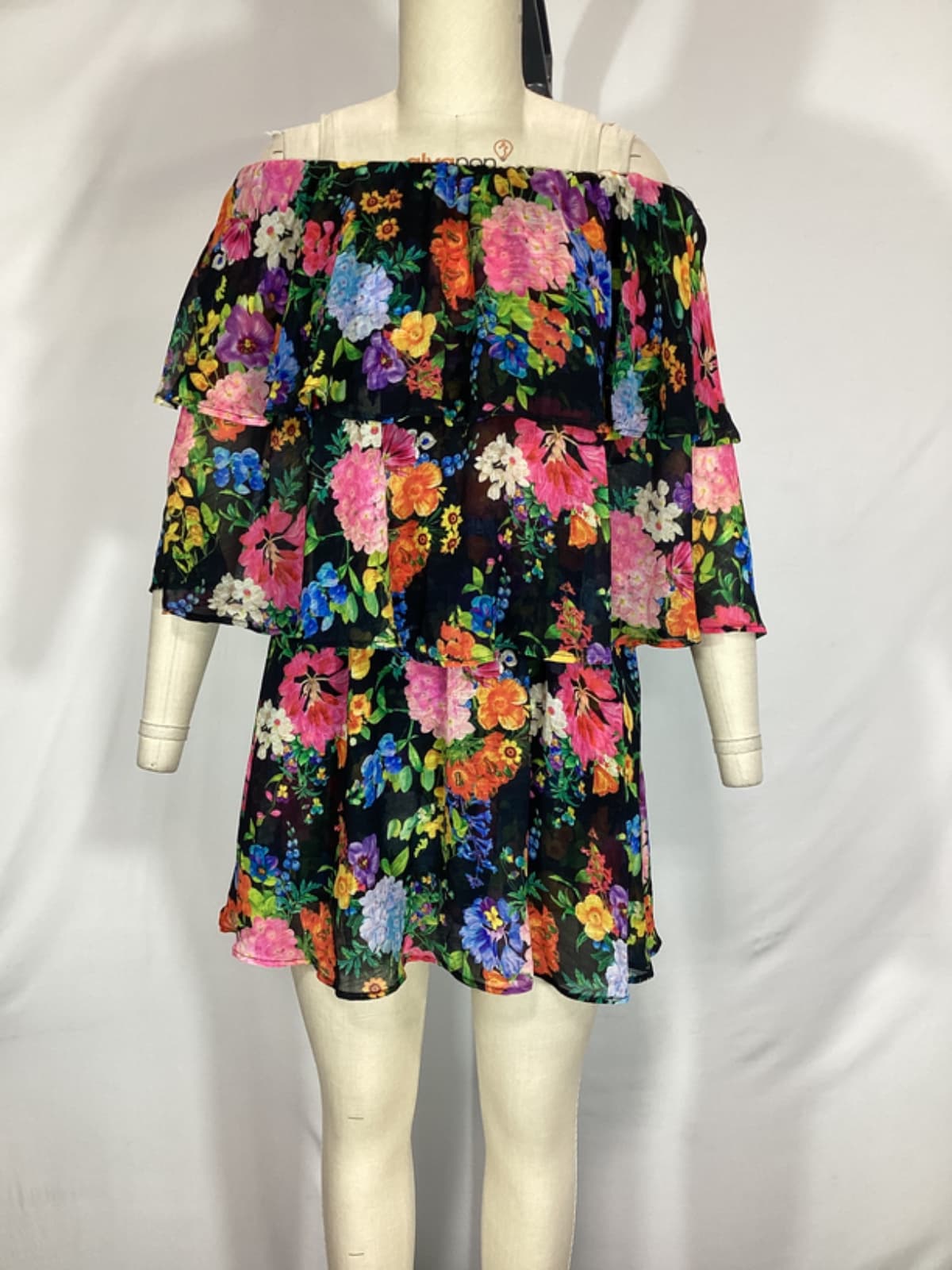 Triple Decker Romper In Midnight Botanical Floral - Image 2