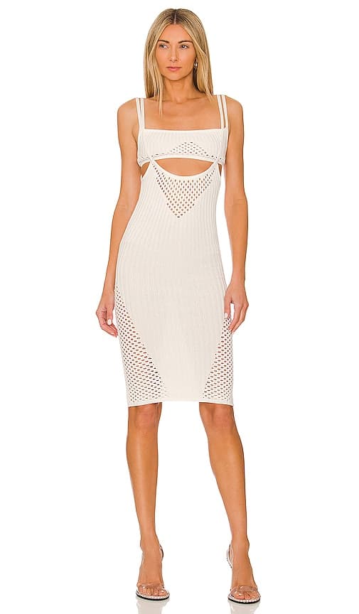 Nadene Layer Midi Dress In Ivory - Image 1