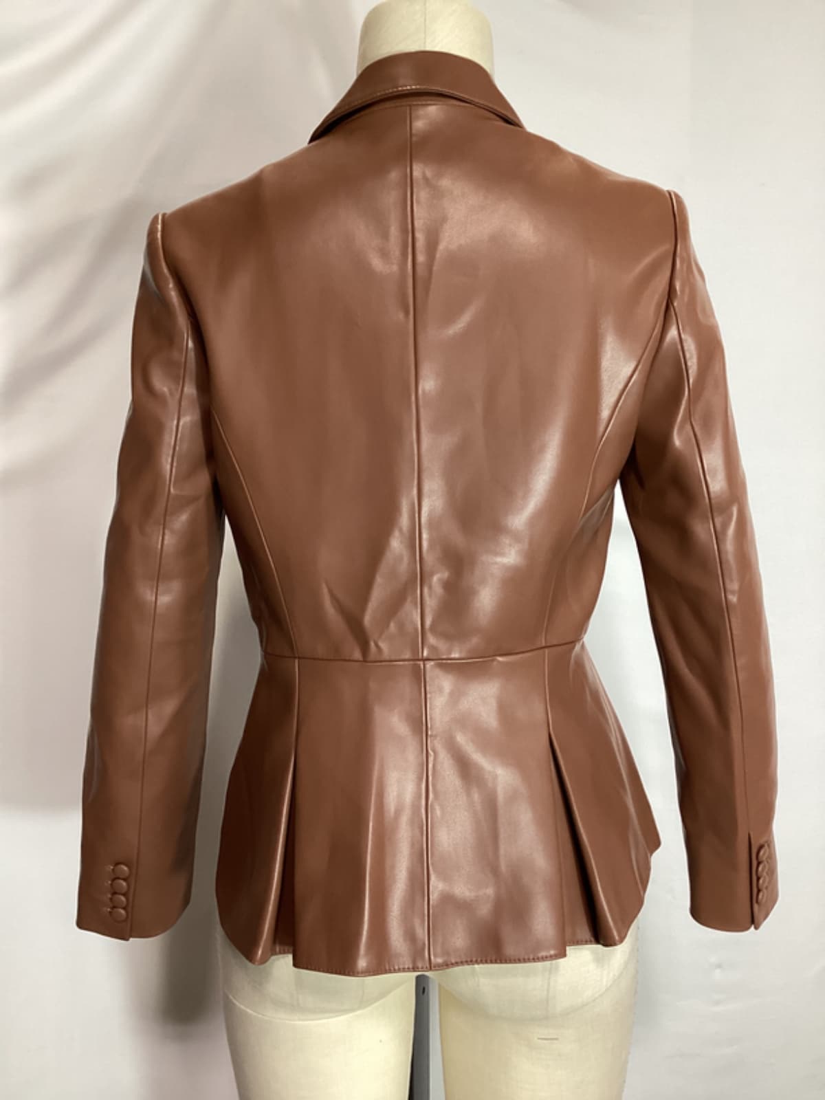 Leather Blazer In Caramel - Image 2