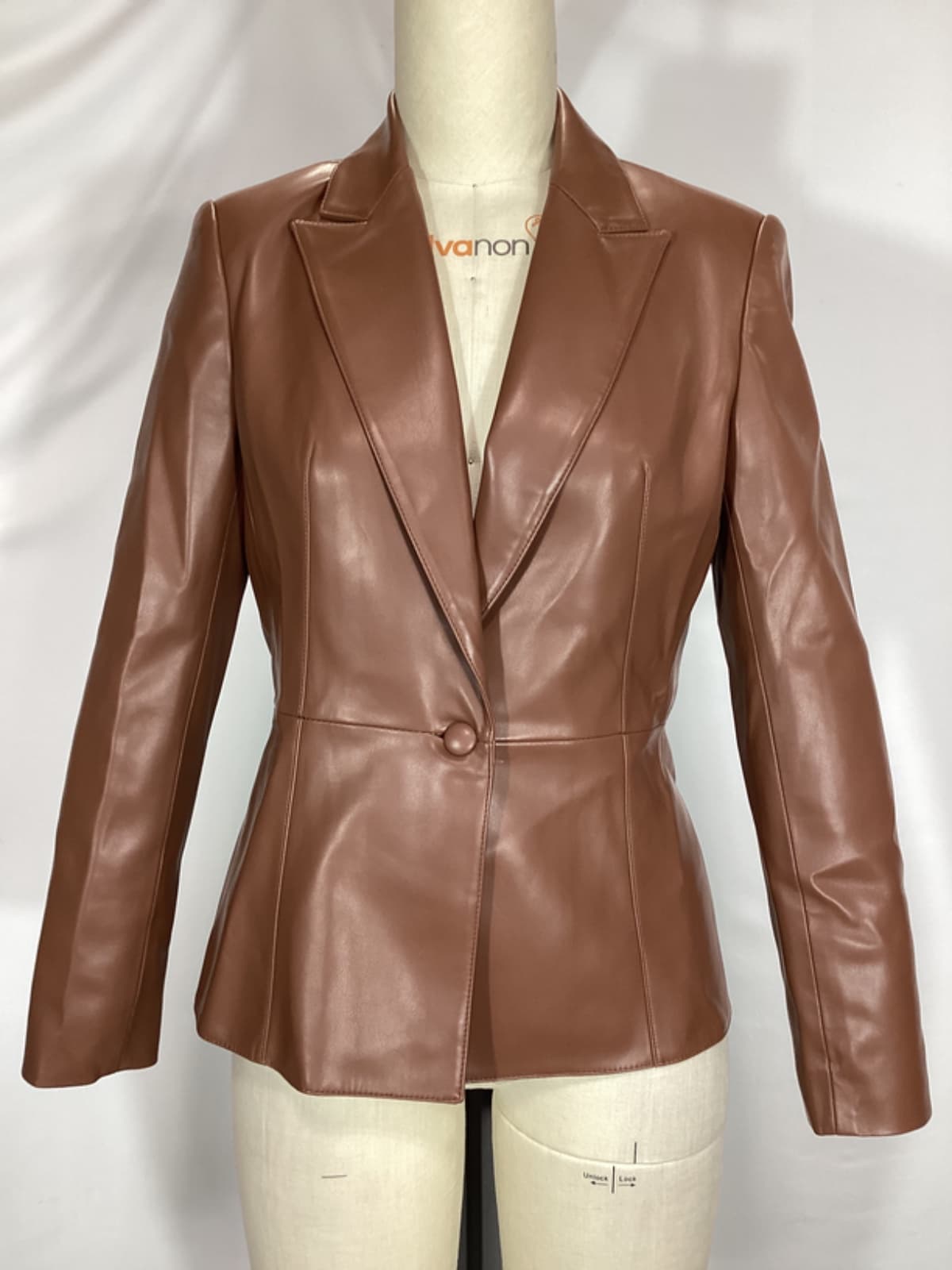 Leather Blazer In Caramel - Image 3