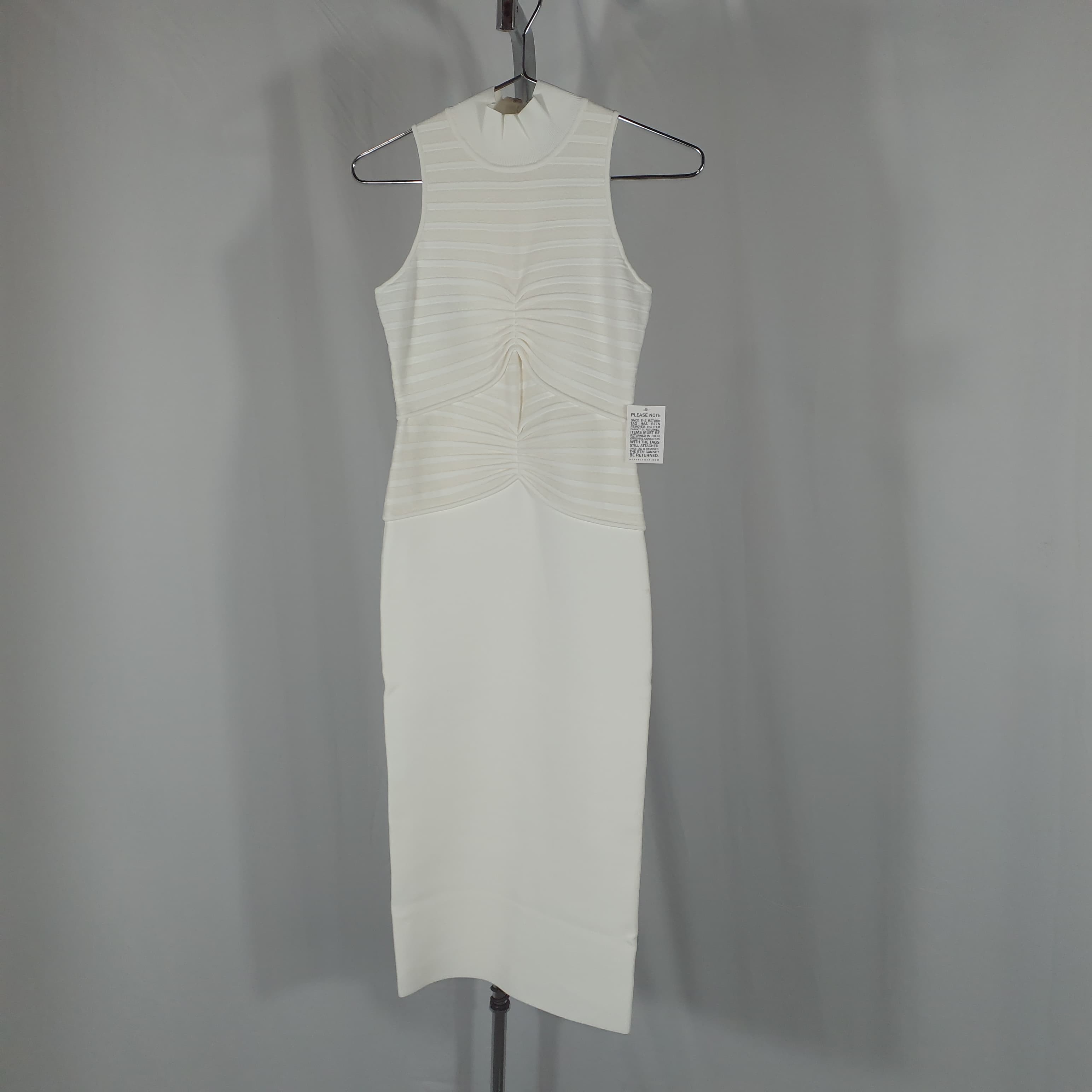Gathered Chenille Stripe Midi Dress - Image 2