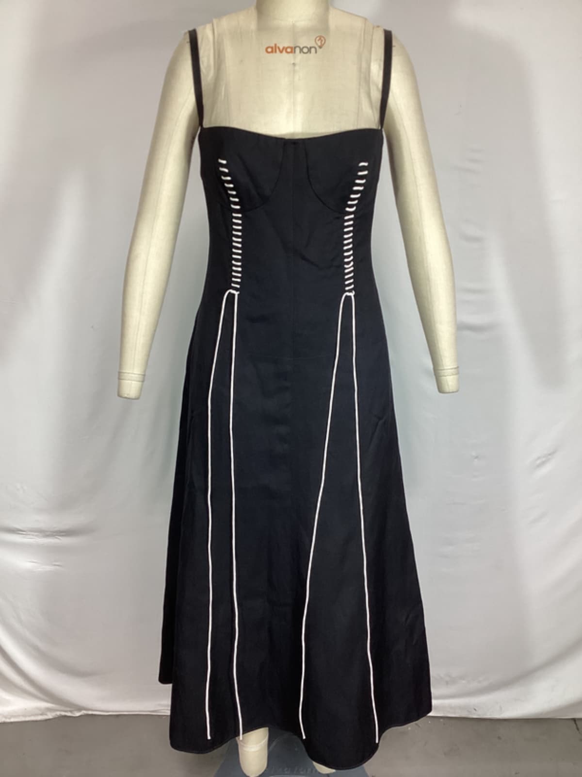Bustier Topstitched Wool-Blend Midi Dress - Image 3