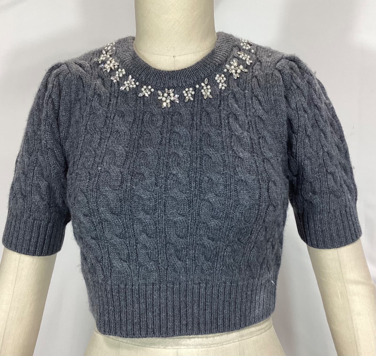 Chapelle Crop Sweater In Charcoal - Image 3
