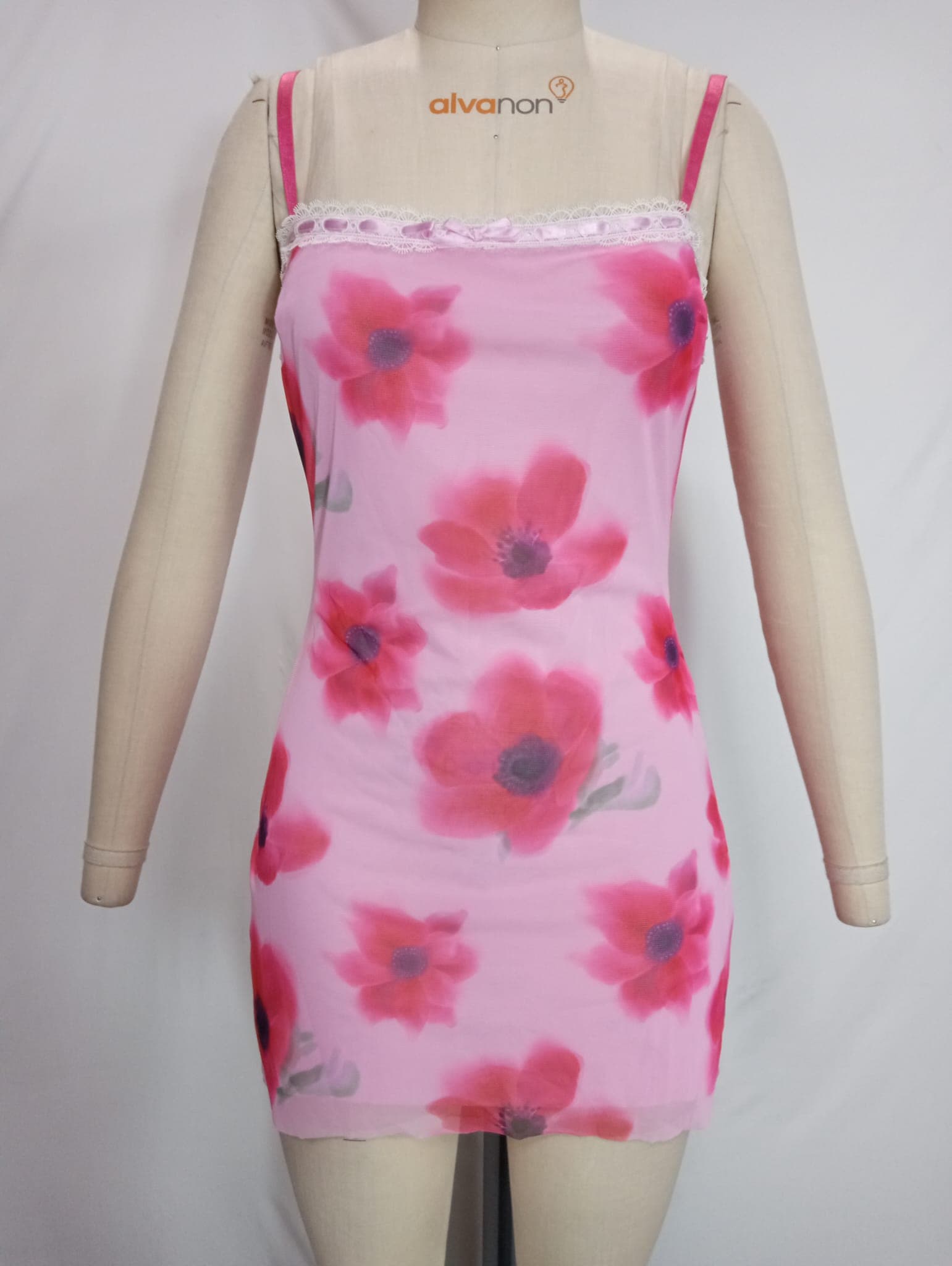Mesh Mini Dress In Water Floral - Image 3