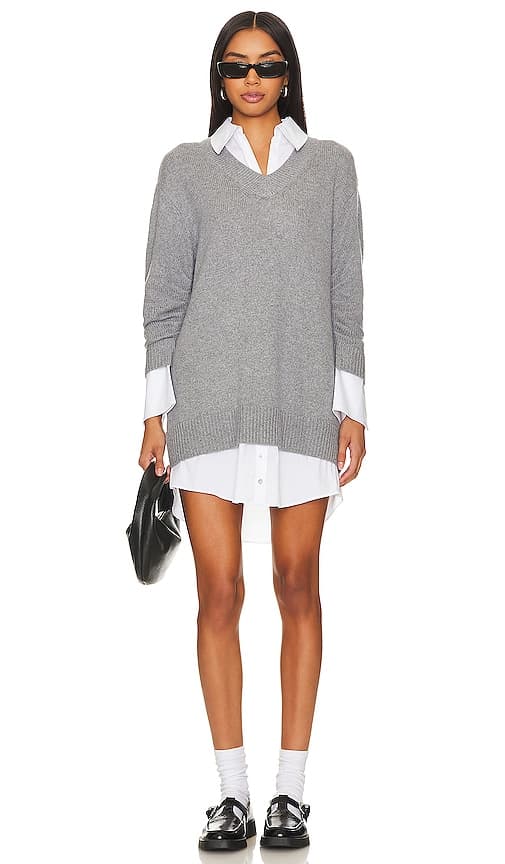 Collar Santina Dress In Heather Grey - Image 1
