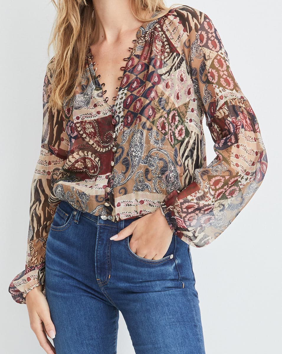 Jayce Patchwork-Print Blouse - Image 1