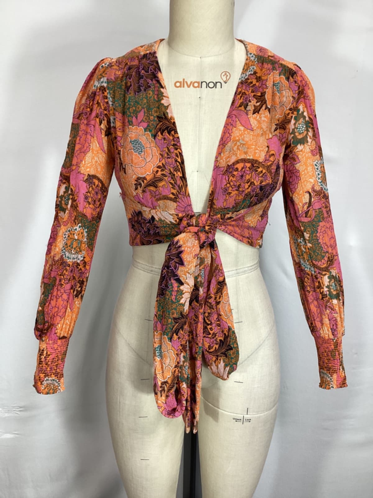 Samara Cropped Floral-Print Silk-Georgette Wrap Blouse - Image 3