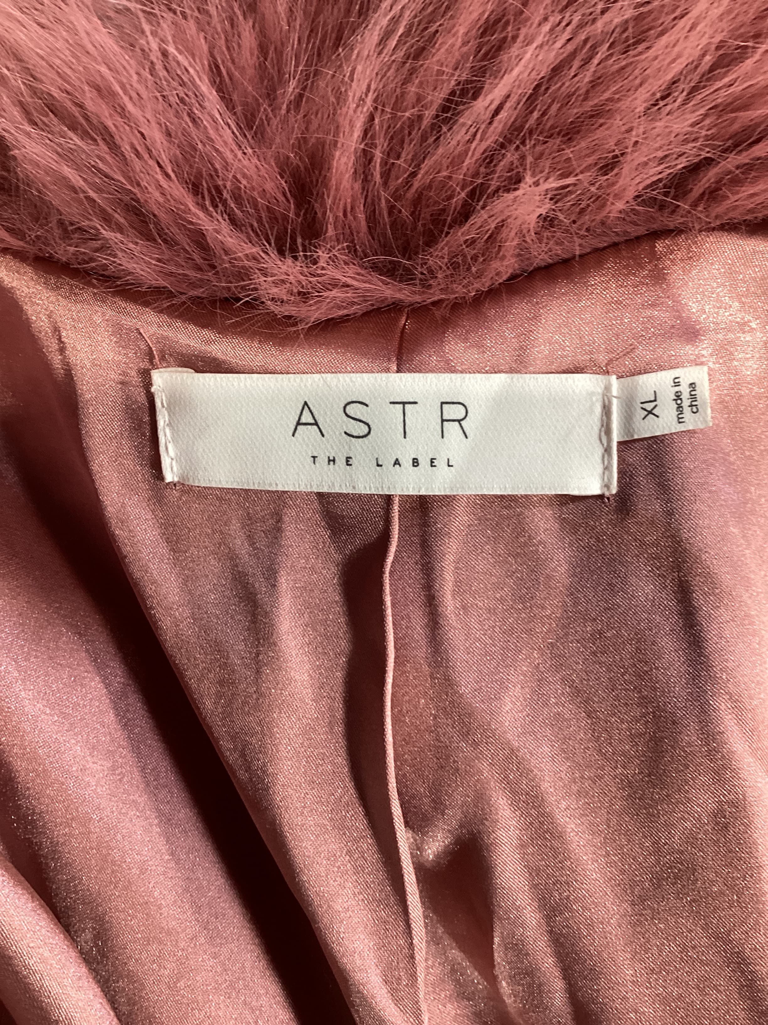 Lynx Faux Fur Coat In Mauve - Image 2