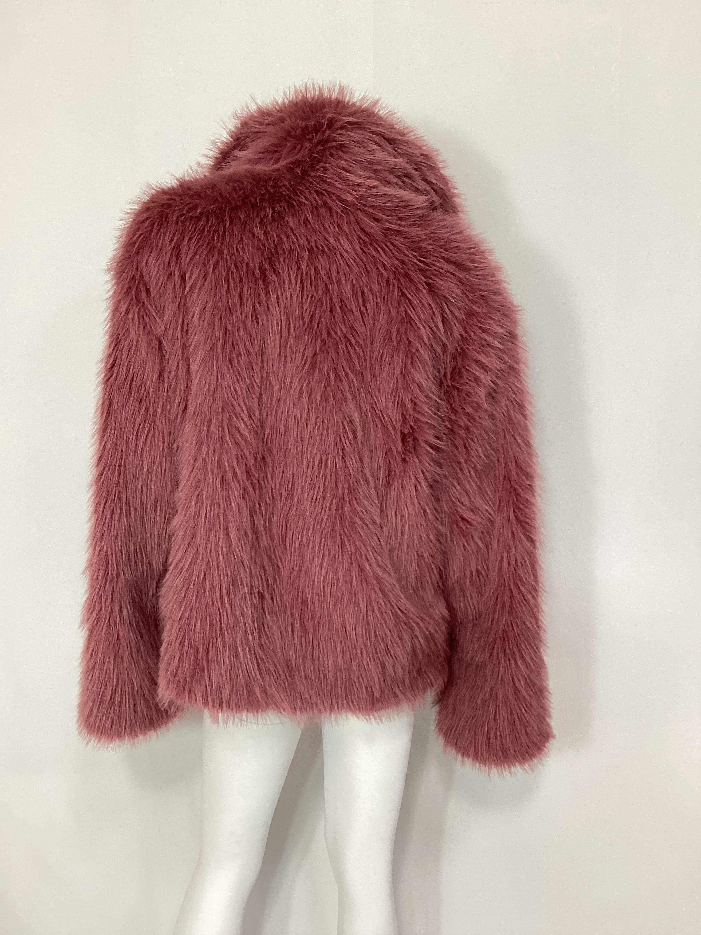 Lynx Faux Fur Coat In Mauve - Image 3