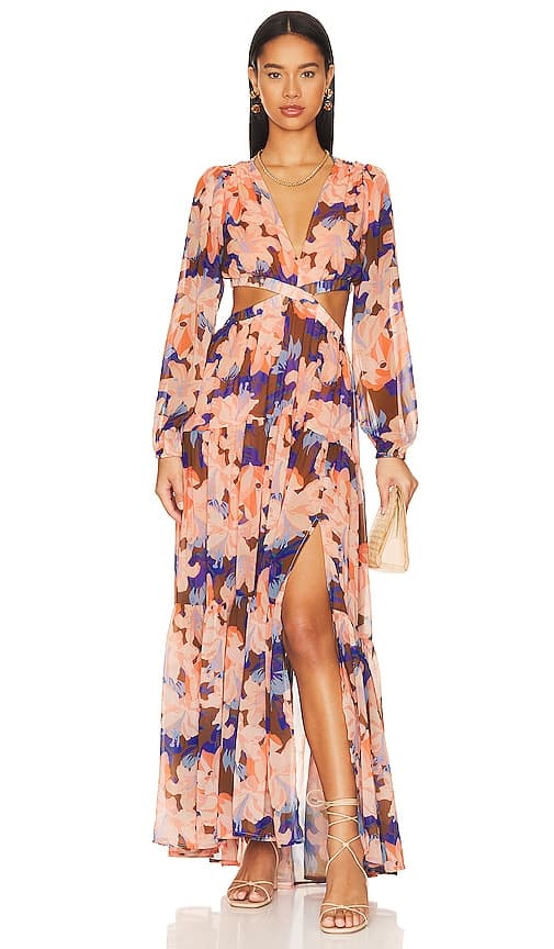 Lively Dress In Brown Coral Floral - Image 1