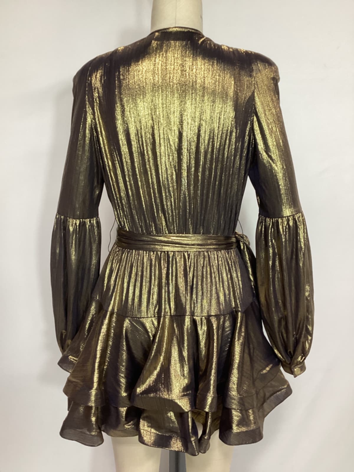 Bedouin Metallic Mini Dress In Metallic Gold - Image 3