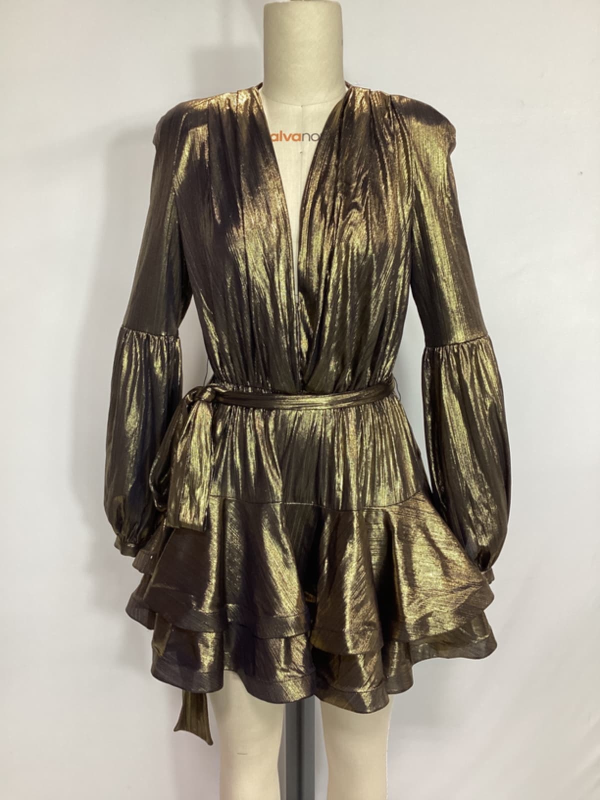 Bedouin Metallic Mini Dress In Metallic Gold - Image 2