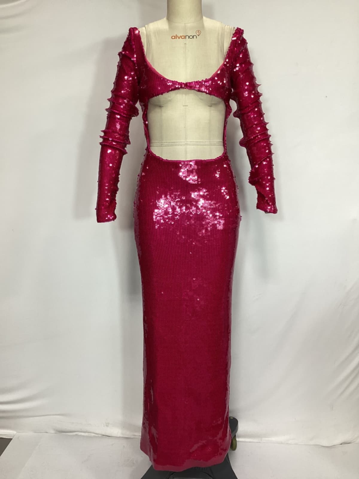 Gown With Front Cut Out Detail In Fuchsia - Image 2