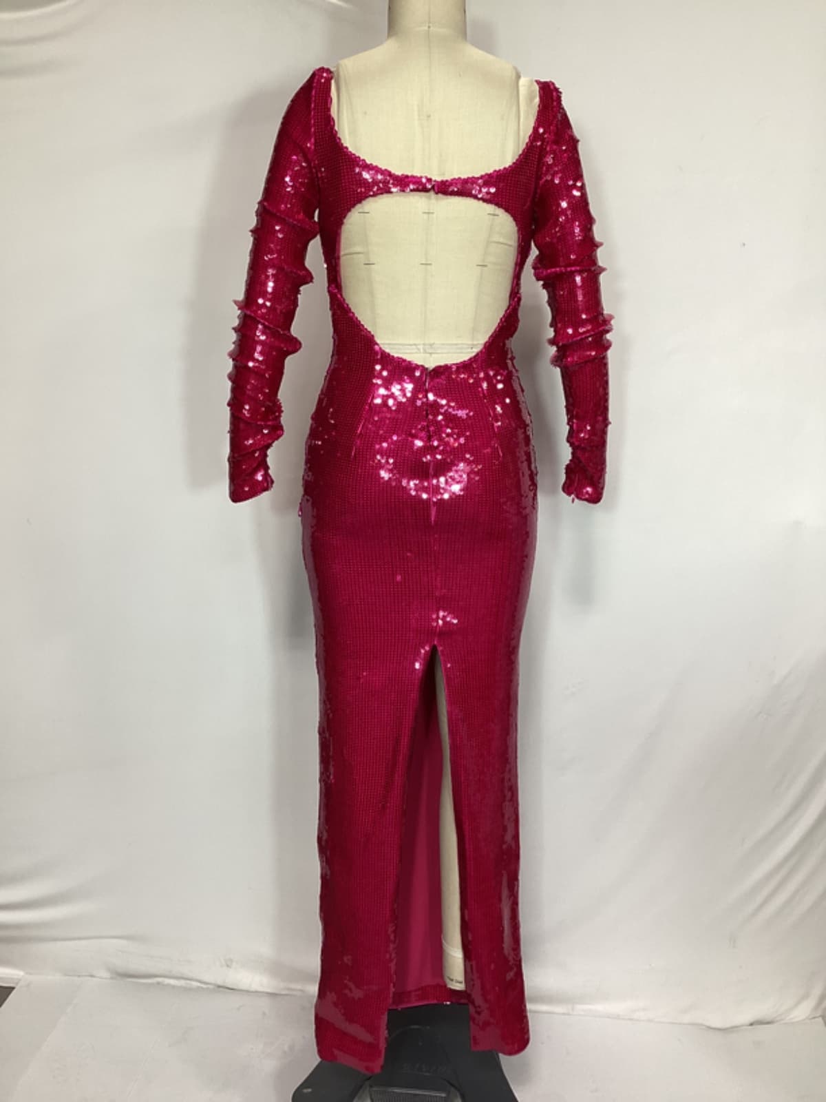 Gown With Front Cut Out Detail In Fuchsia - Image 3