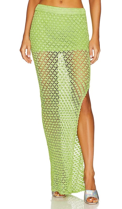 Sandy Crochet Skirt In Lime - Image 1