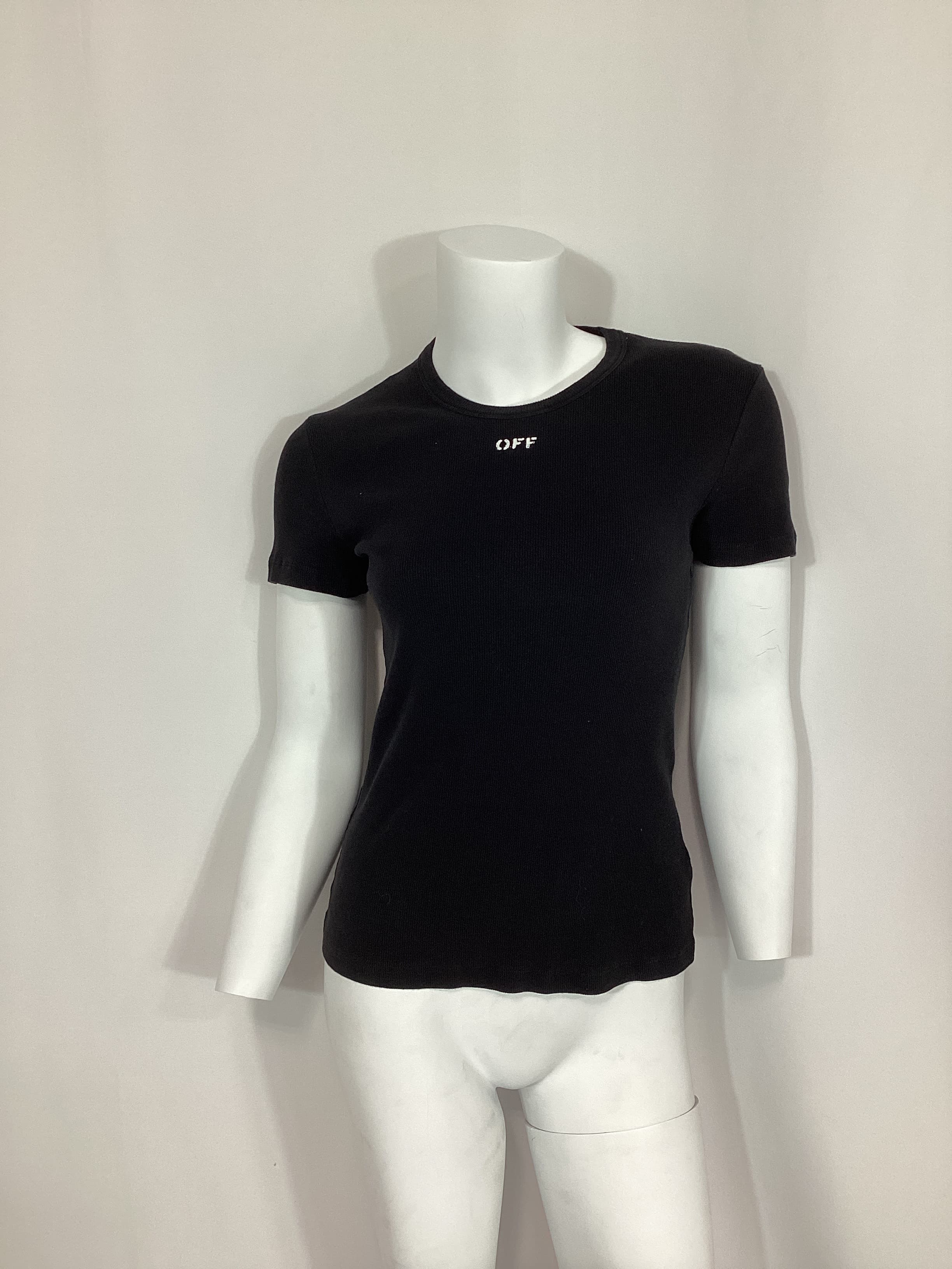 Basic Ribbed Tee In Black & White - Image 3