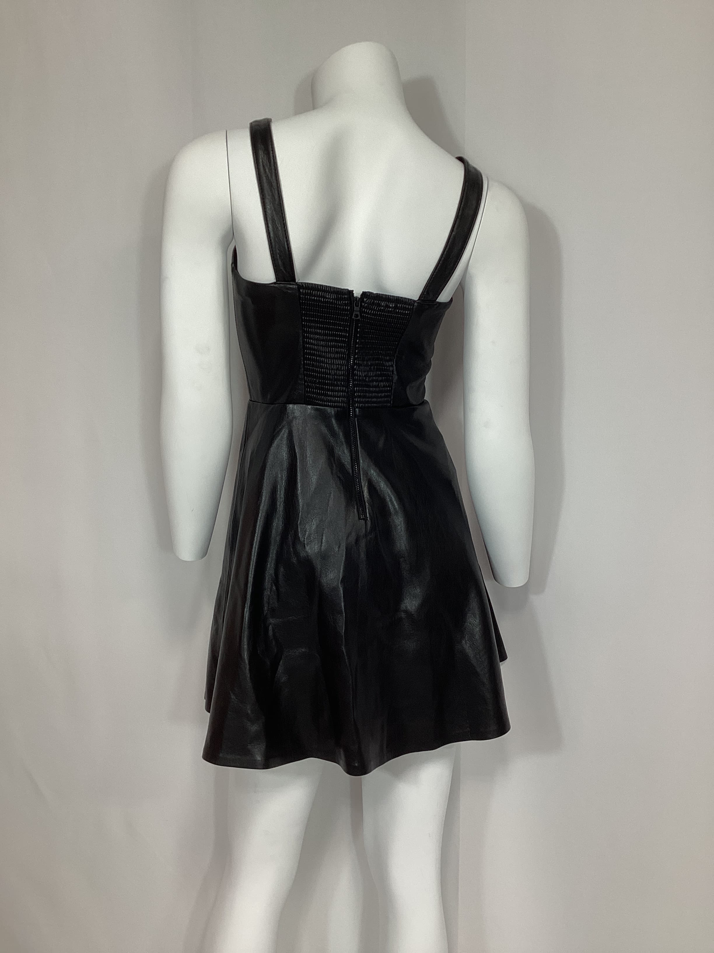 Kaidra Faux Leather Mini Dress In Black - Image 2