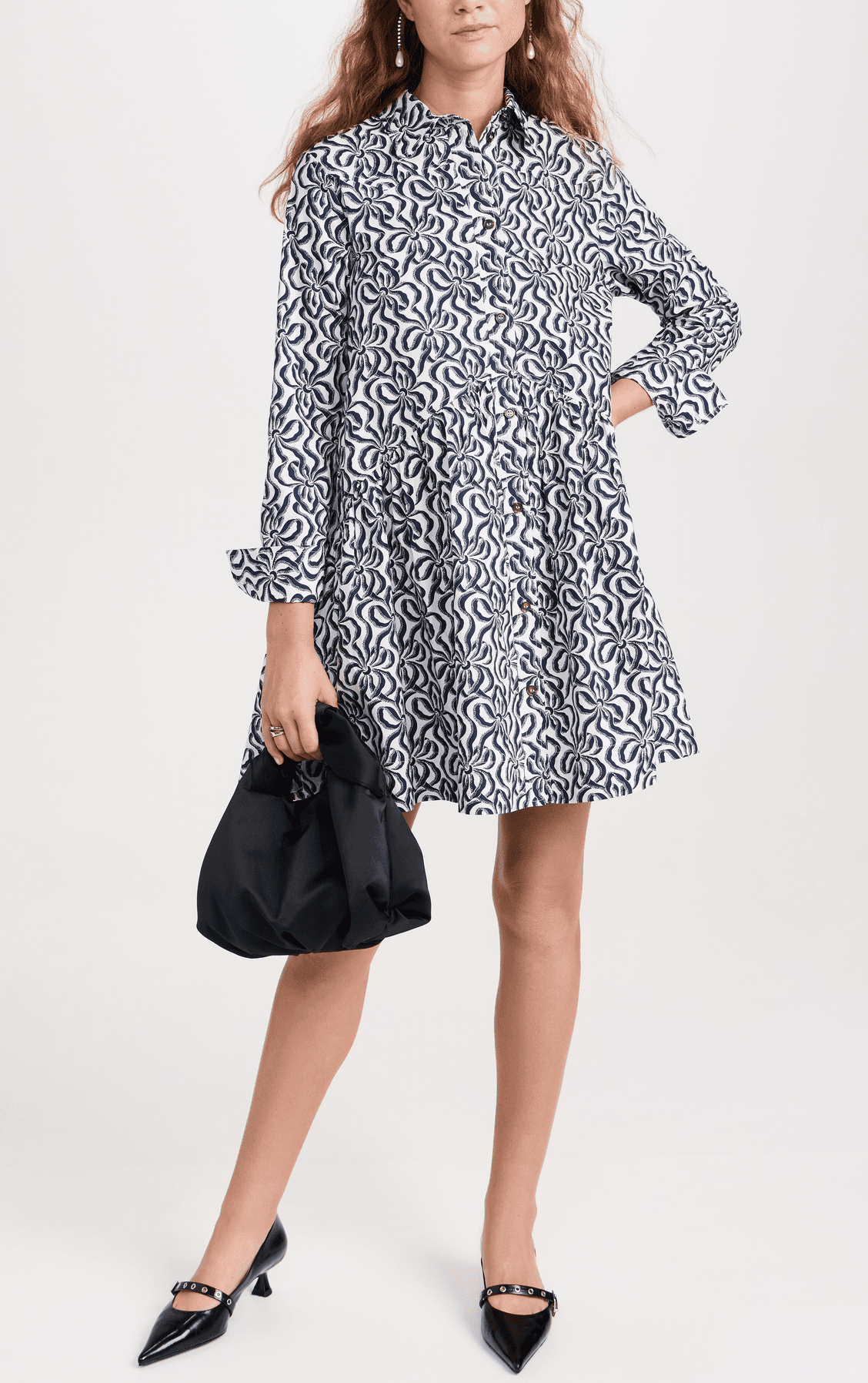 Printed Cotton Mini Shirt Dress - Image 1