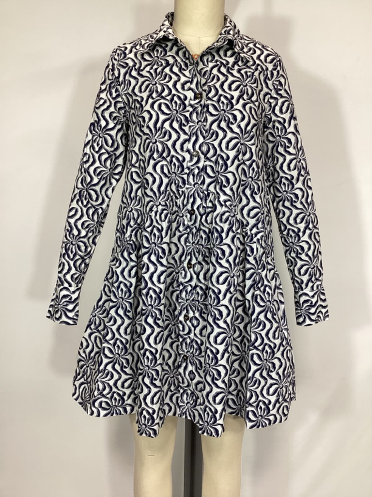 Printed Cotton Mini Shirt Dress - Image 3