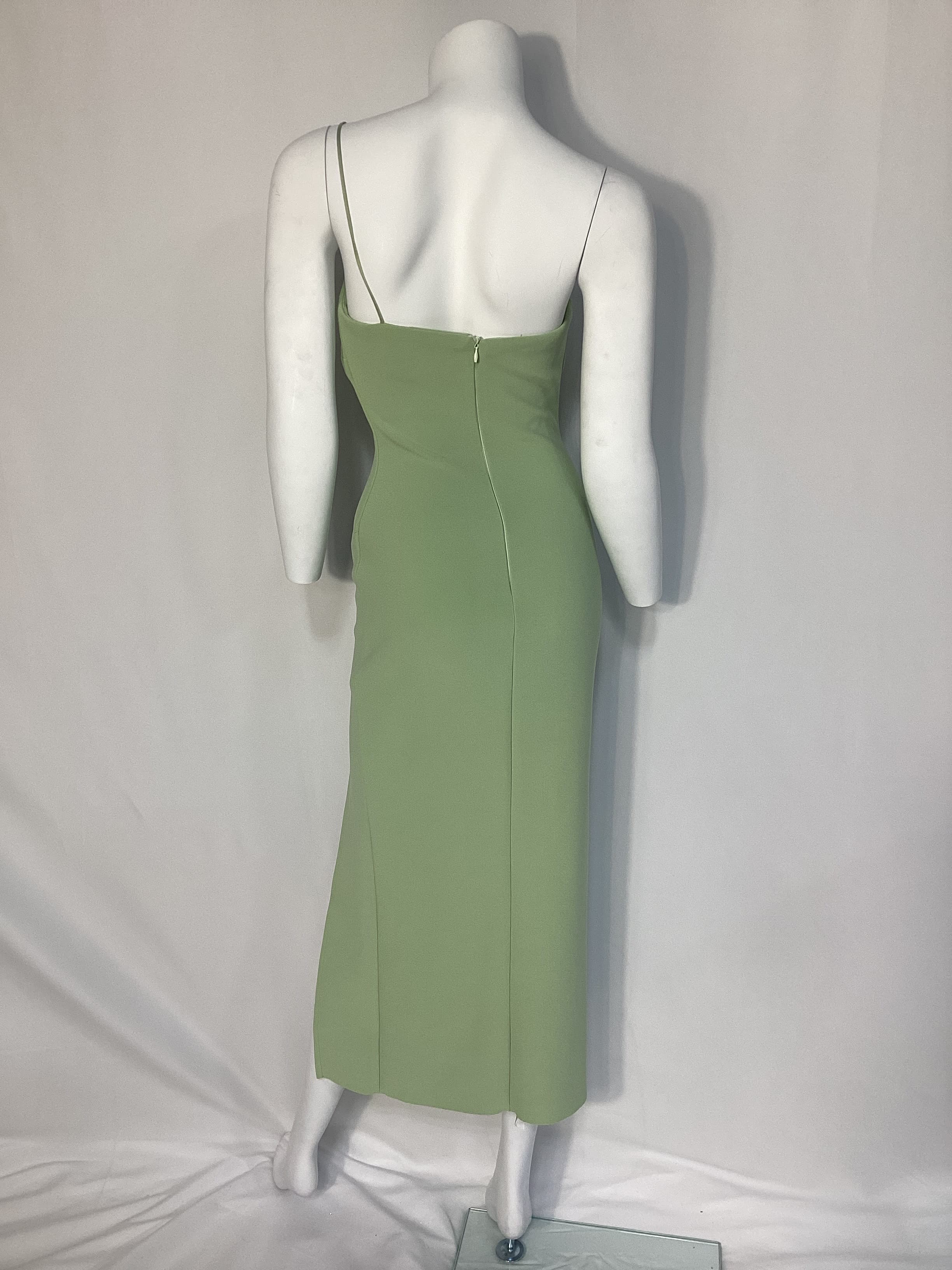 Fleur Asymmetrical Midi Dress In Avocado - Image 2
