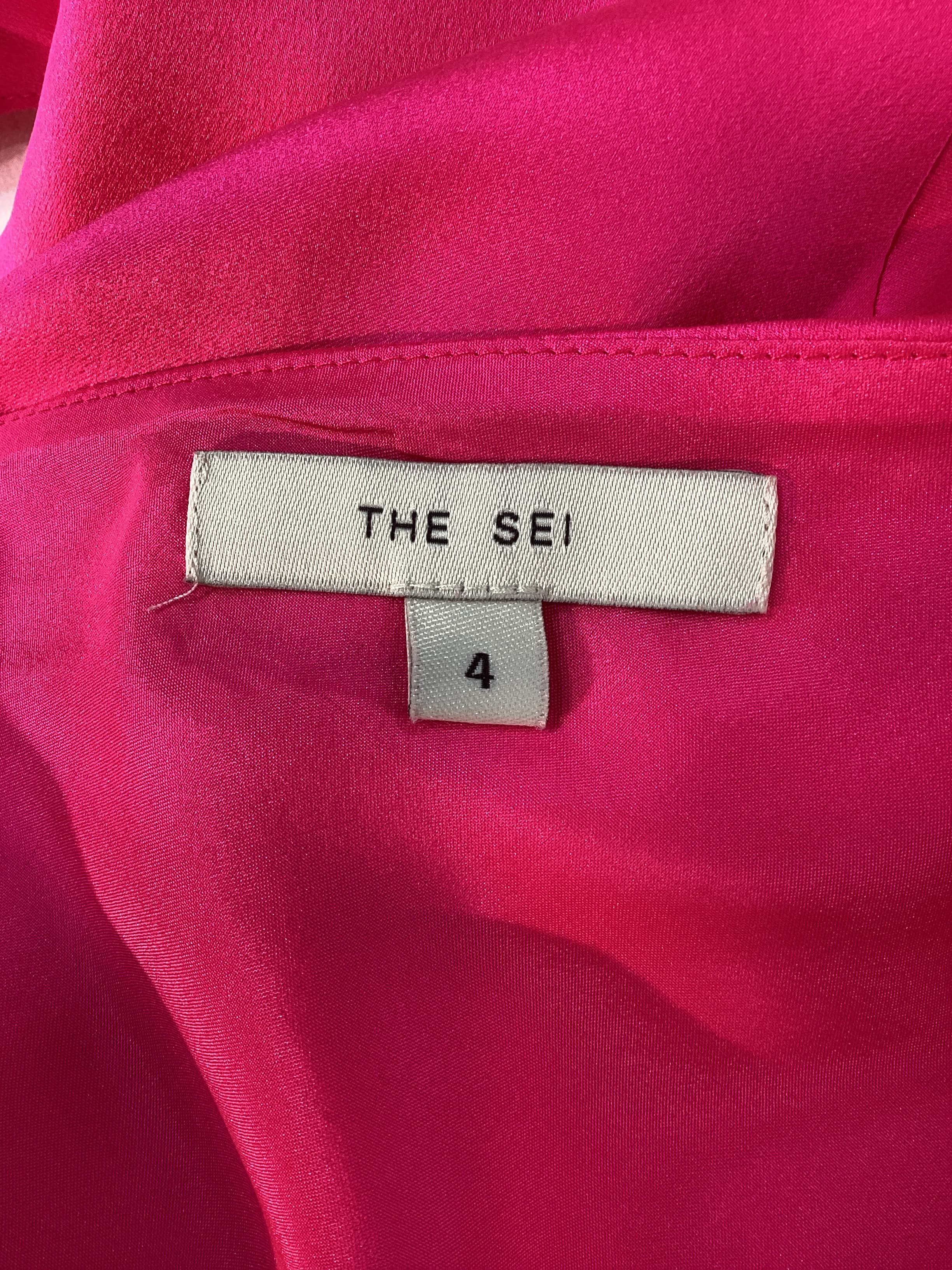 The Sei X Revolve Asymmetrical Drape Gown In Hot Pink - Image 4