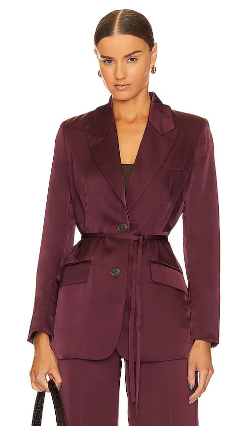 Soft Blazer With Sash In Fig - Image 1