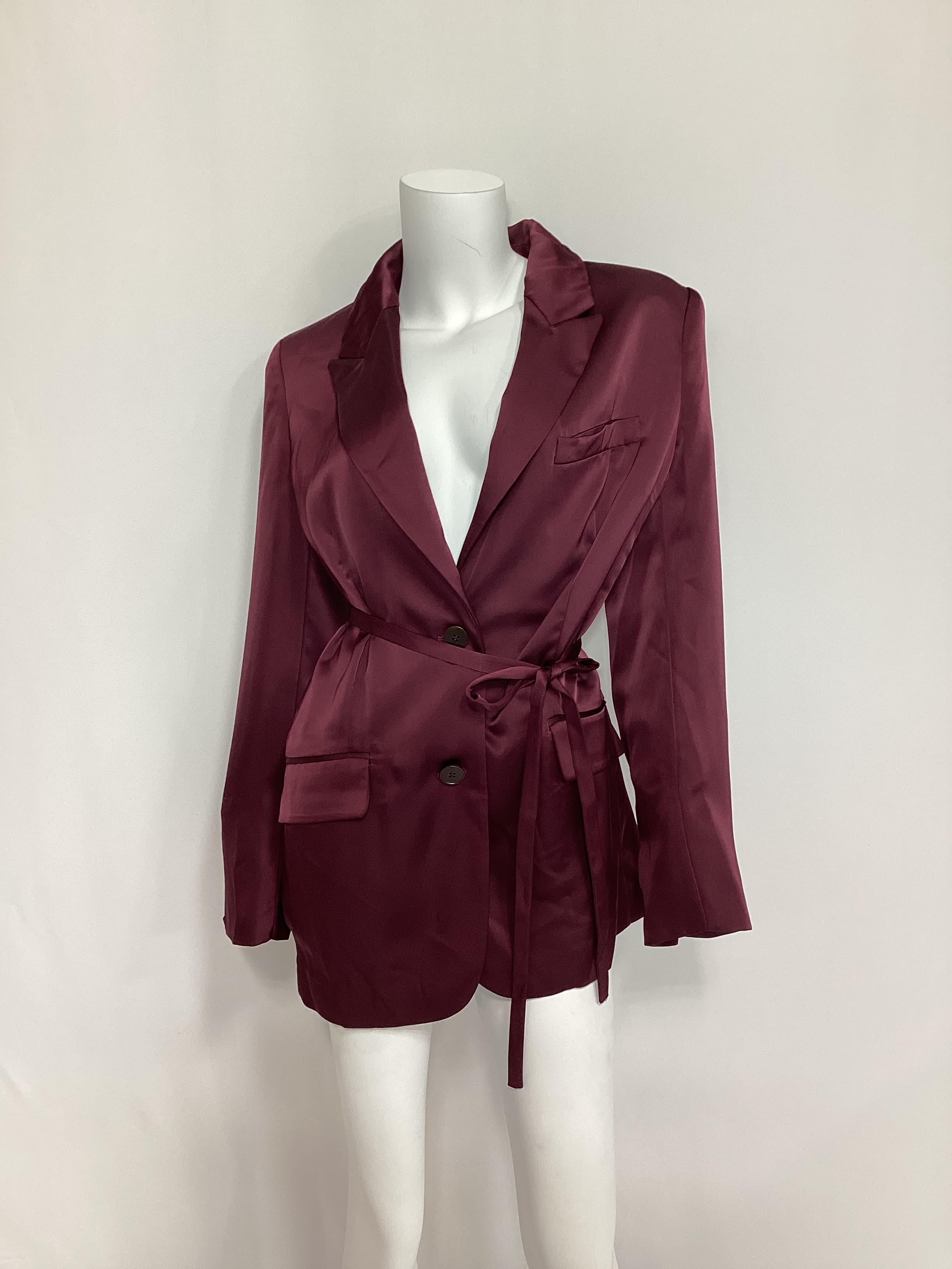 Soft Blazer With Sash In Fig - Image 3