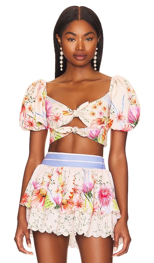 Agua Bendita X Revolve Bailee Top In Cream Prairie - Image 1