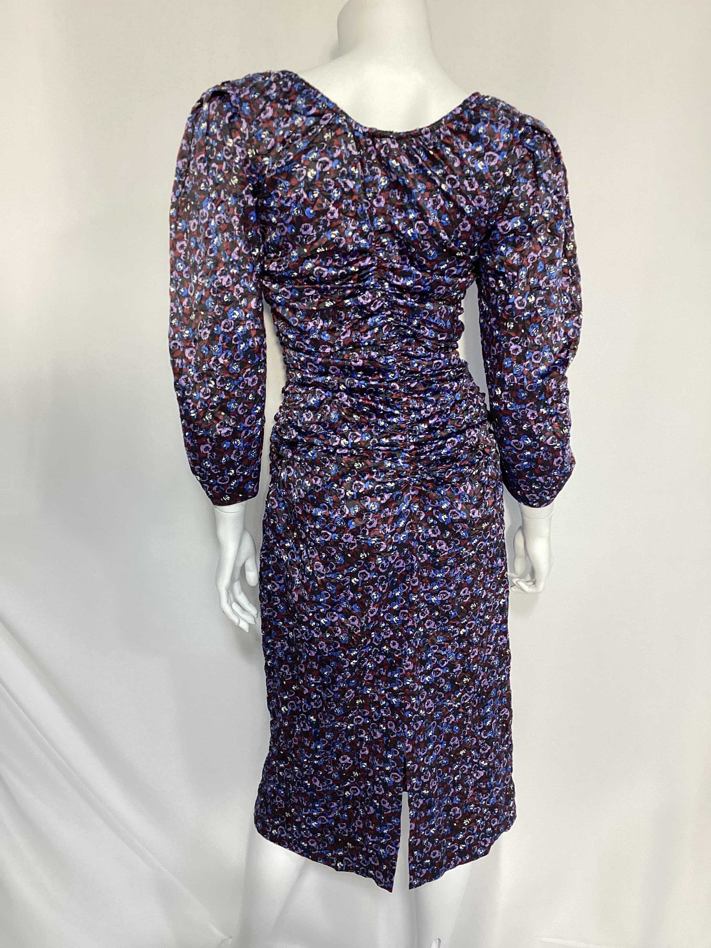 Floral Crinkled Satin U-Neck Midi Dress - Image 4