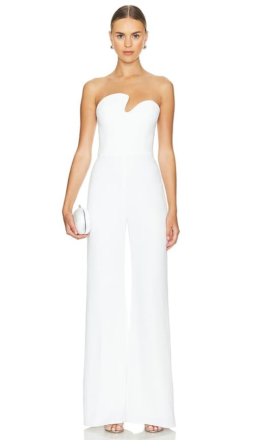 Strapless Puzzle Jumpsuit In Ivory - Image 1