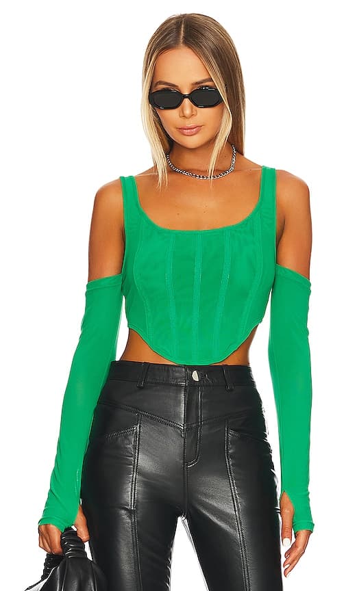 Aria Corset Top In Green - Image 1