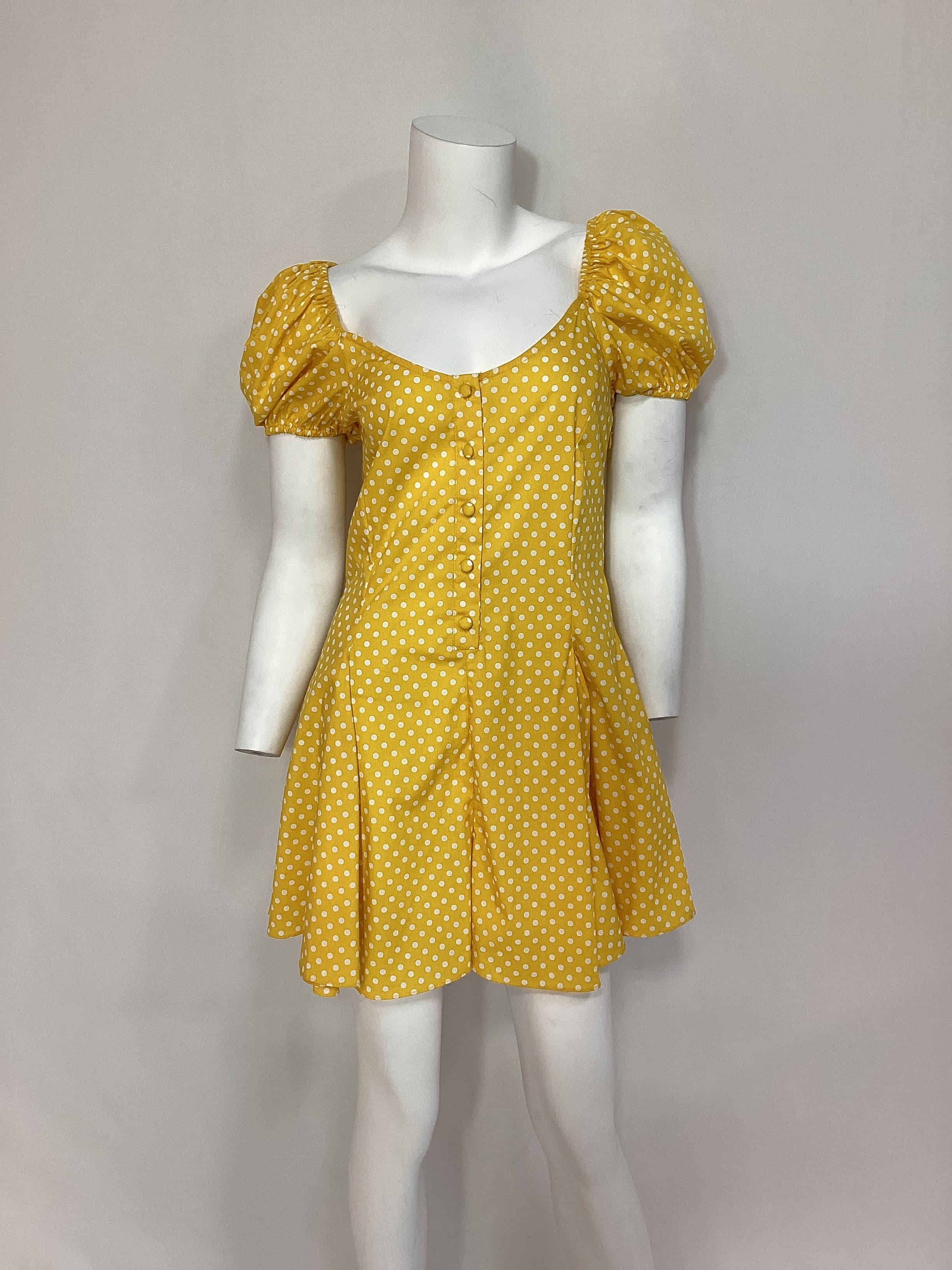 Sarah Romper In Yellow White Mini Polka Dot - Image 2