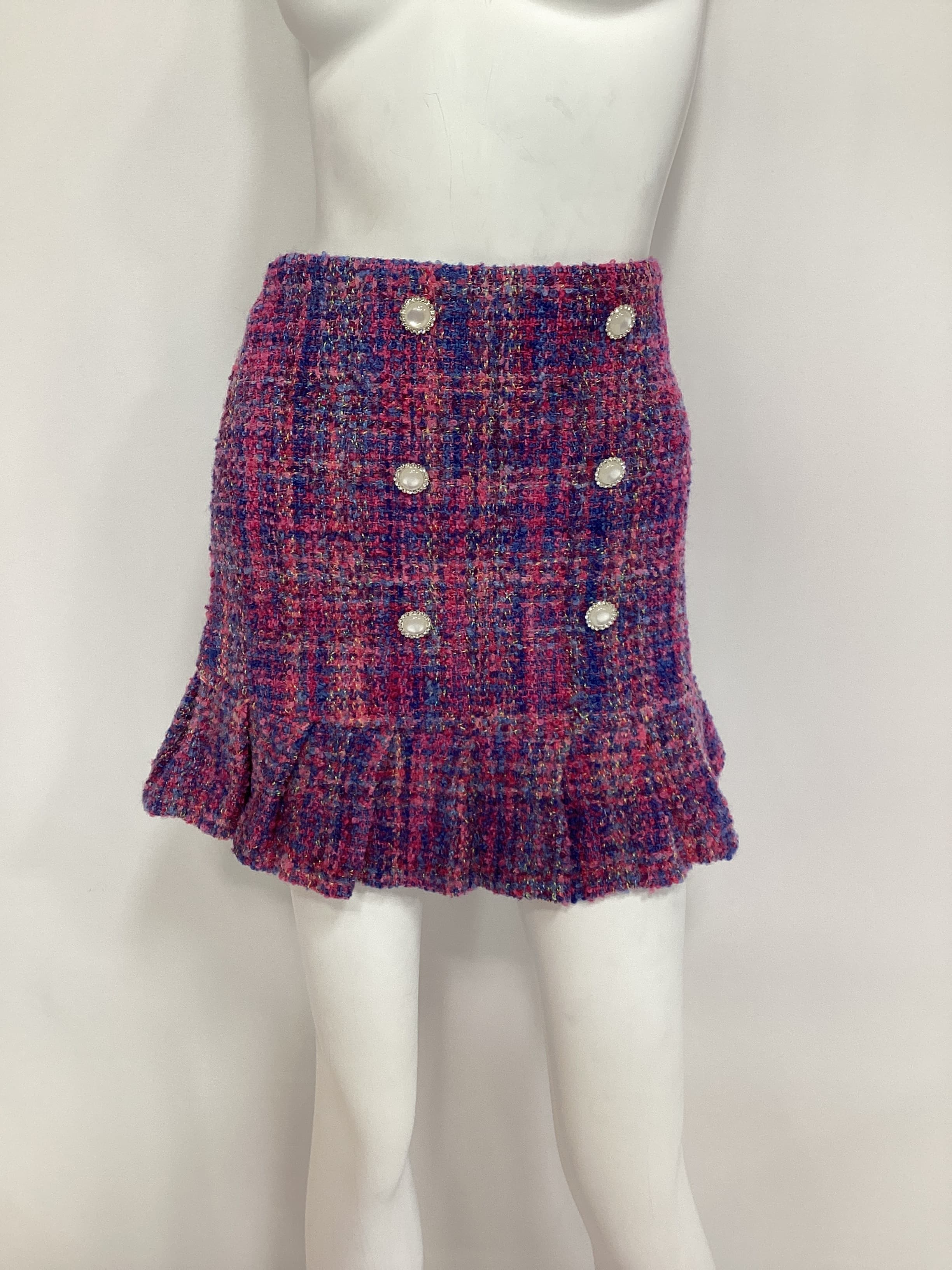 Marseille Mini Skirt In Pink Berry Tweed - Image 3