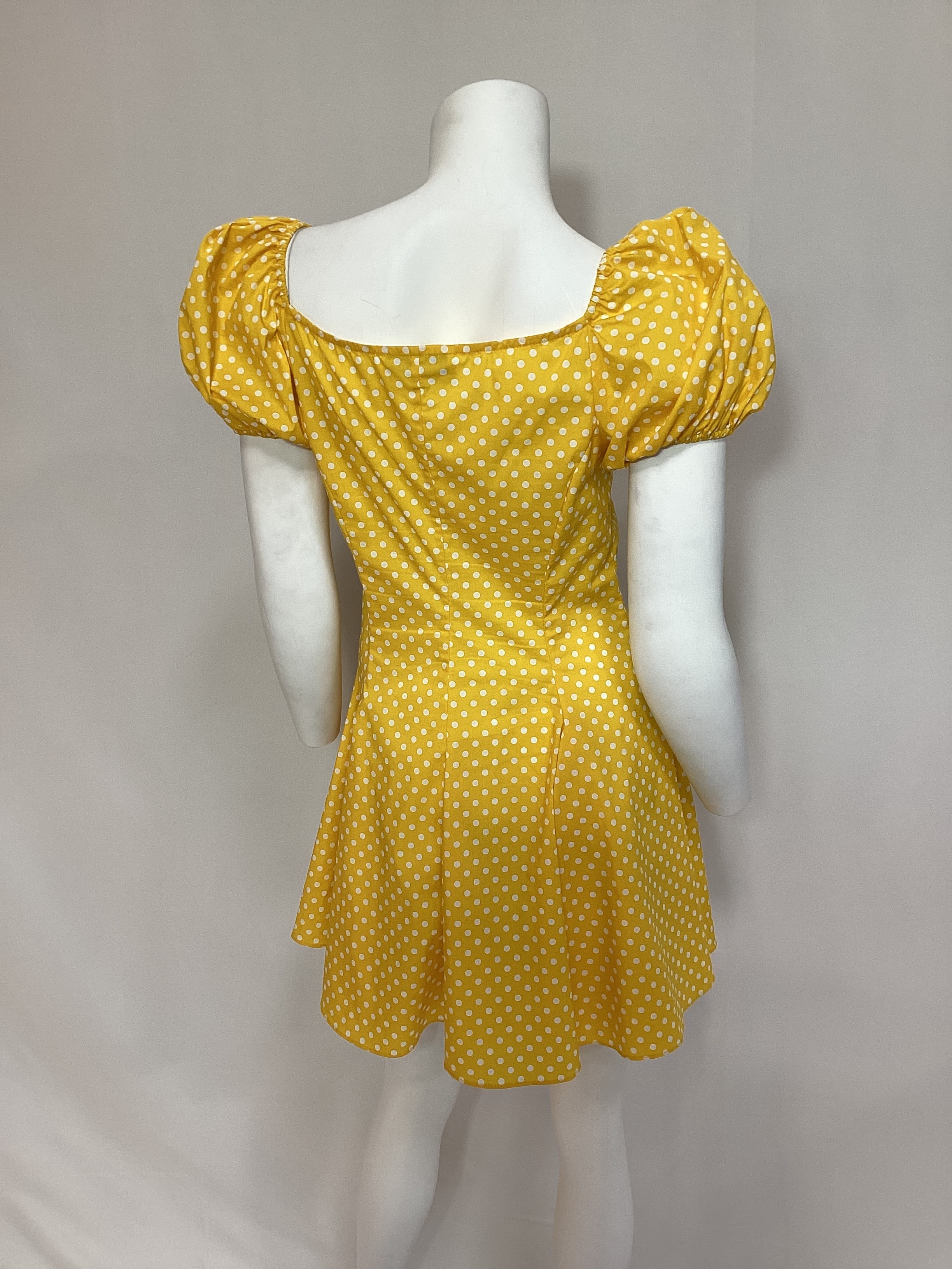 Sarah Romper In Yellow White Mini Polka Dot - Image 4