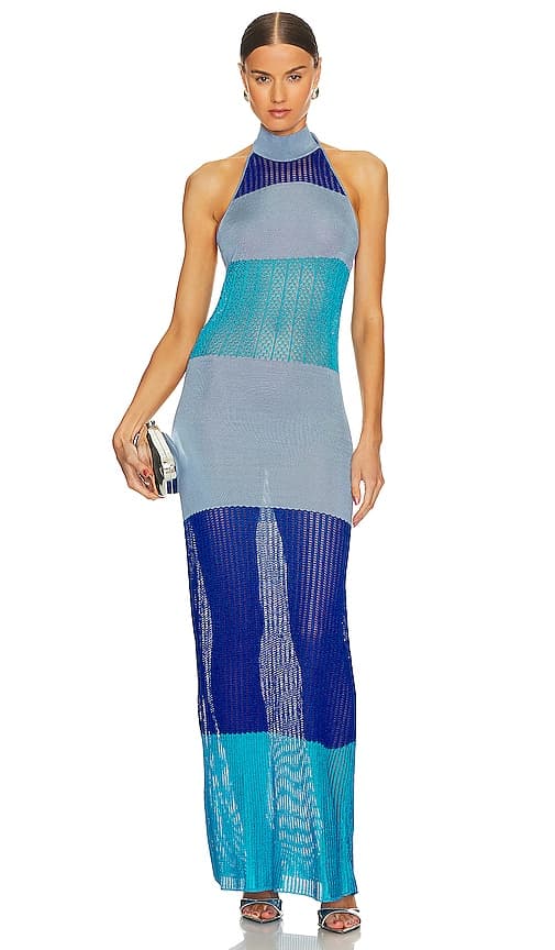 Giselle Dress In Striped Blue - Image 1