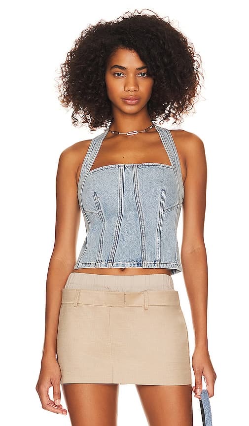 Tianna Halter Bustier In Riviera - Image 1