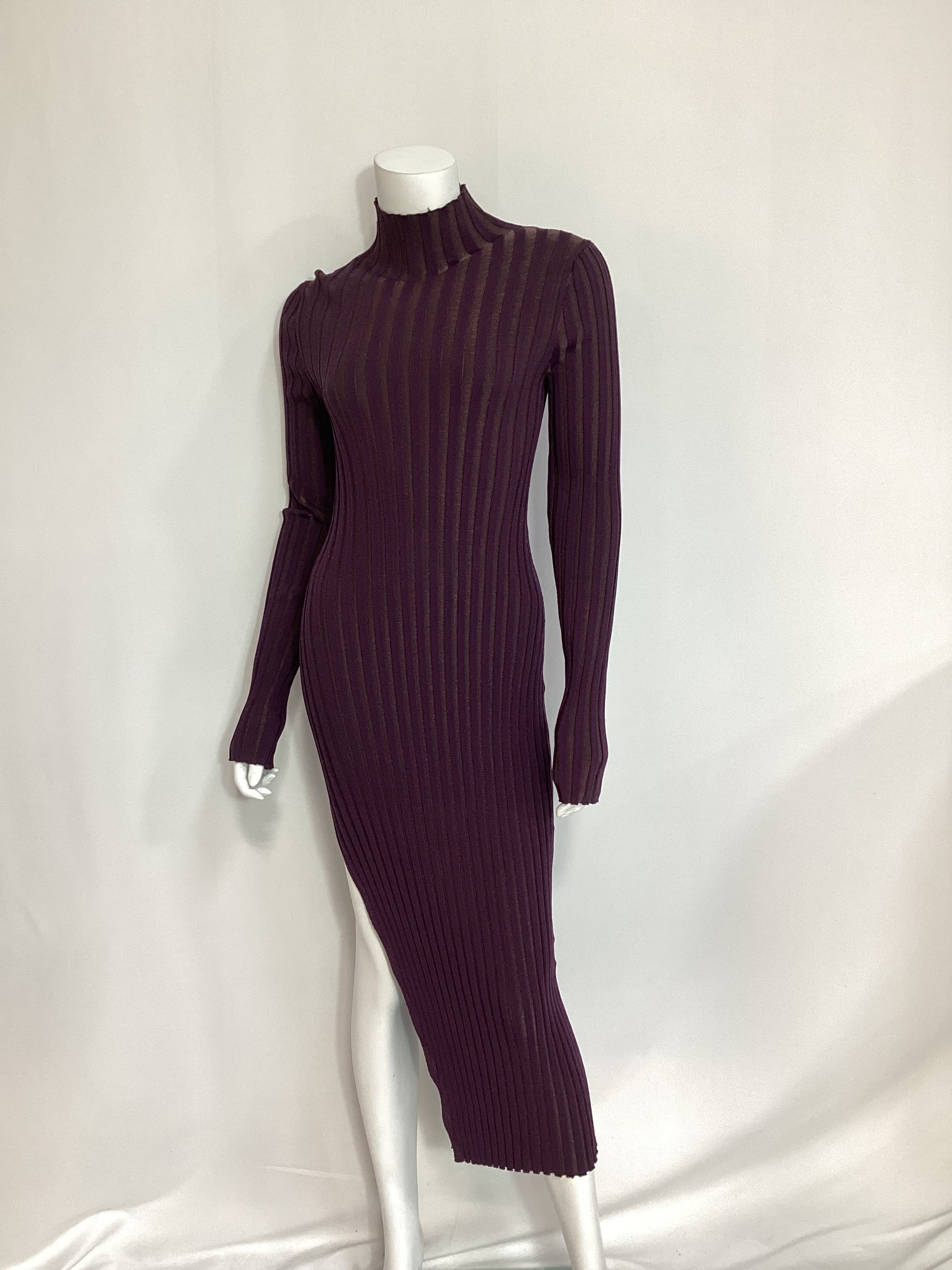 Marinel Turtleneck Knit Midi Dress In Dark Purple - Image 3