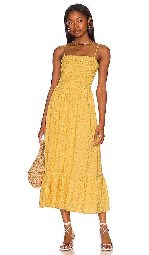 Hailee Flora Midi Dress In Yellow Multi - Image 1