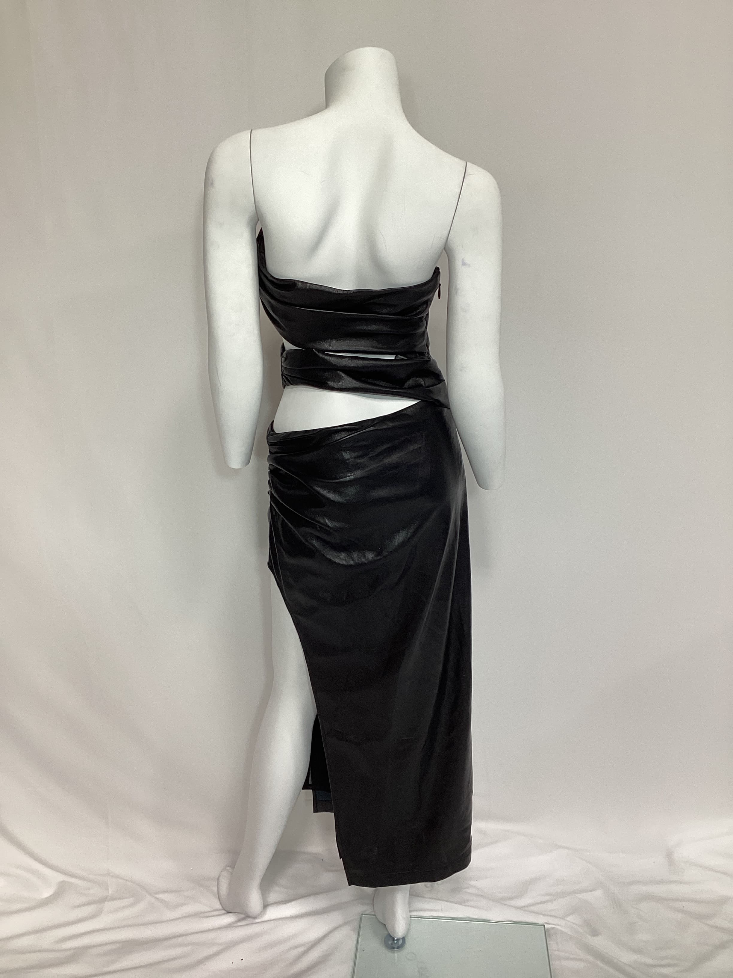 Sabine Faux Leather Midi Dress In Black - Image 3
