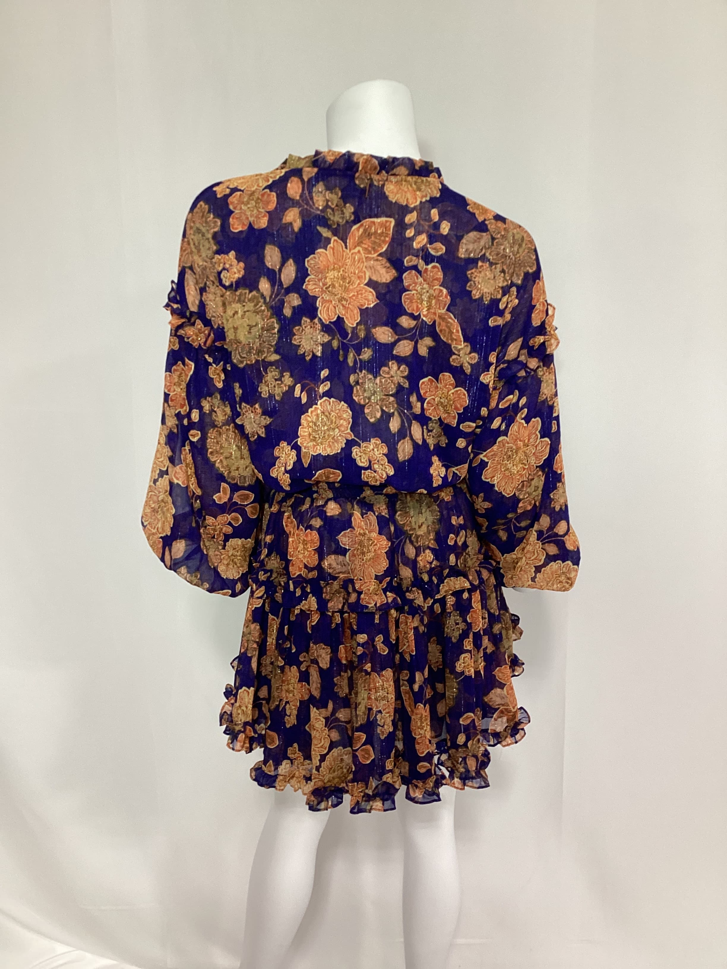 Elena Dress In Blue Marigold Flora - Image 3