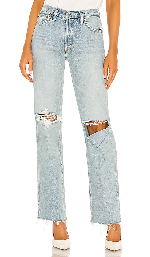 Originals 90s High Rise Loose In Breezy Indigo With Rips - Image 1