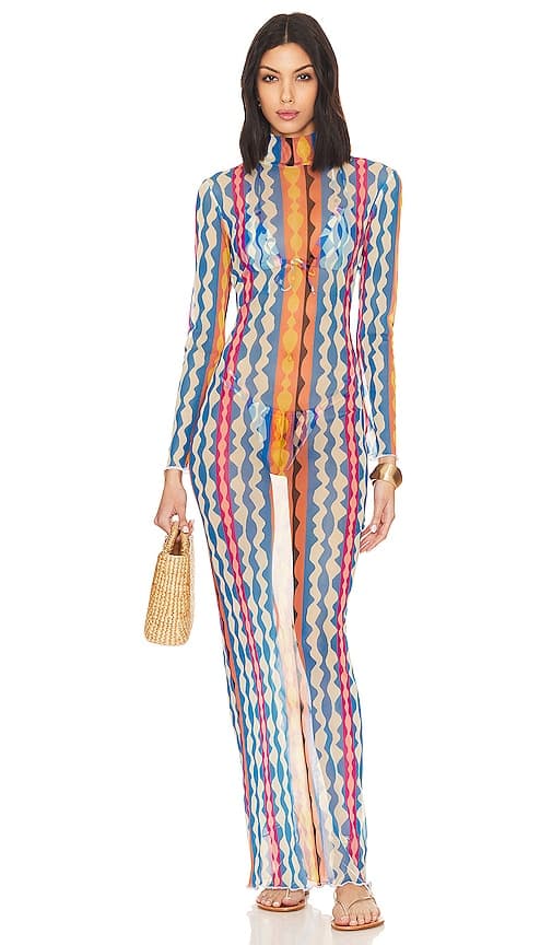Solidad Maxi Turtleneck Dress In Abstract - Image 1