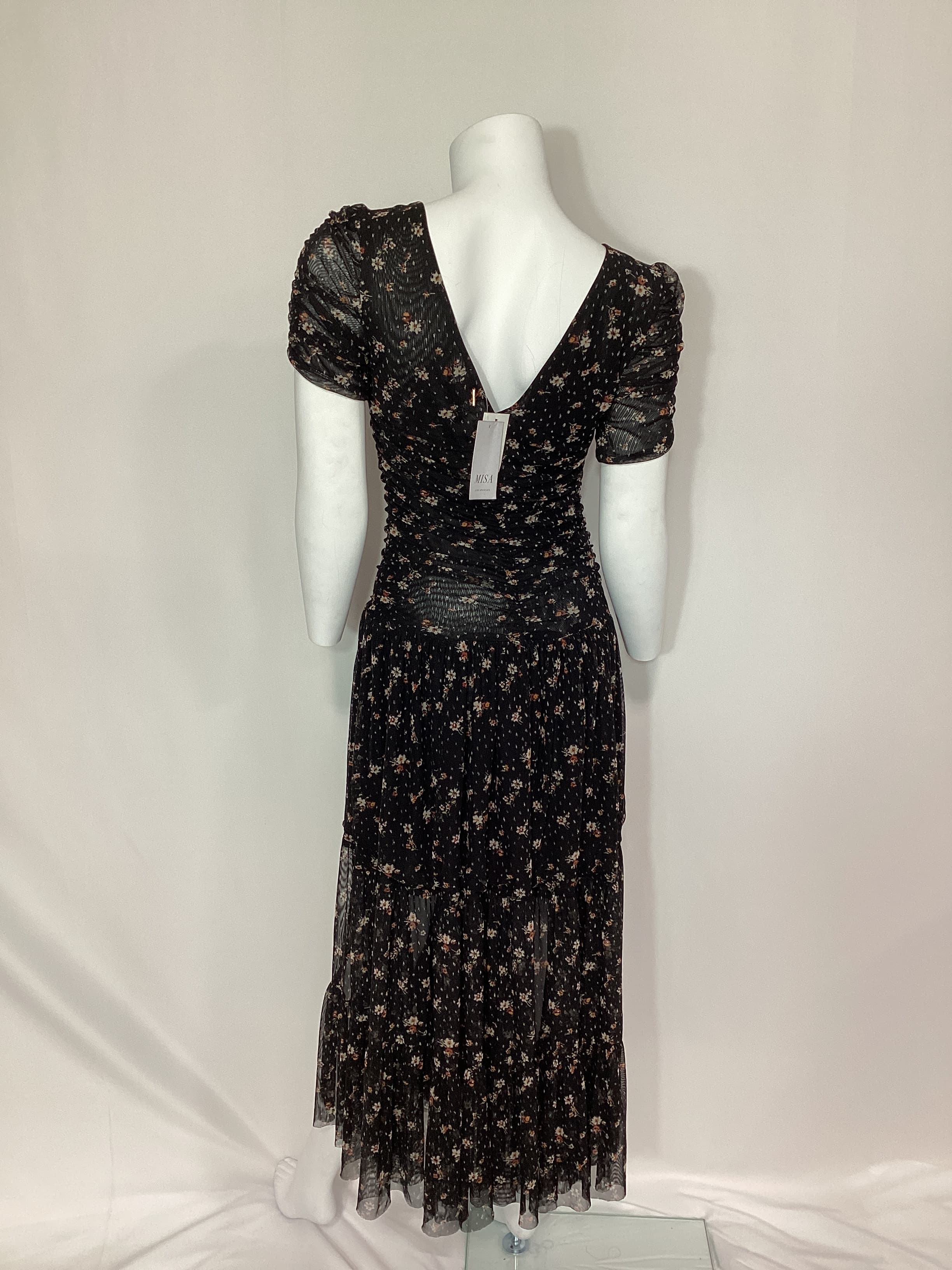 Rebecca Dress In Autumn Ditsy Mesh - Image 4
