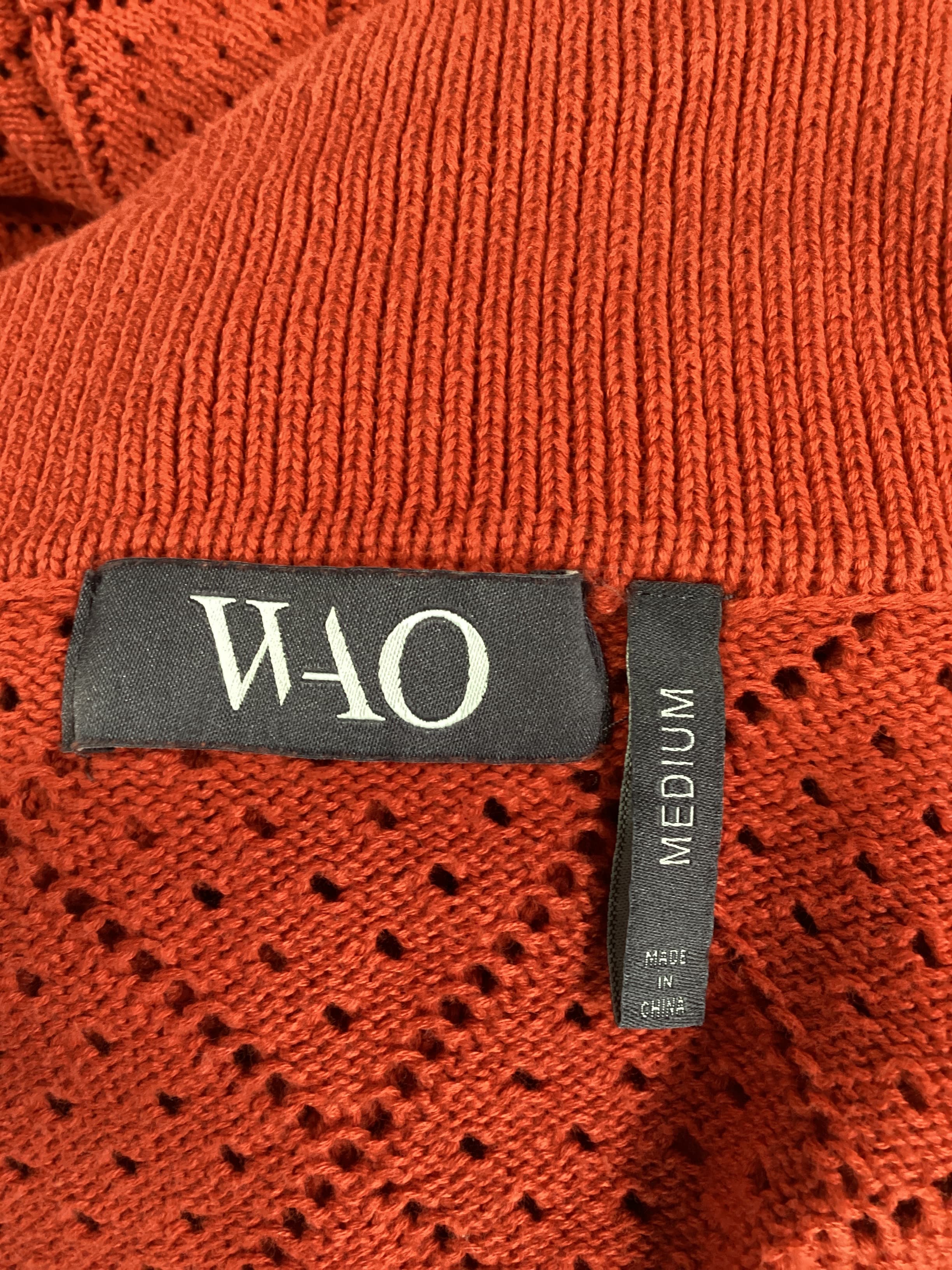 Open Knit Camp Shirt In Burnt Orange - Image 4