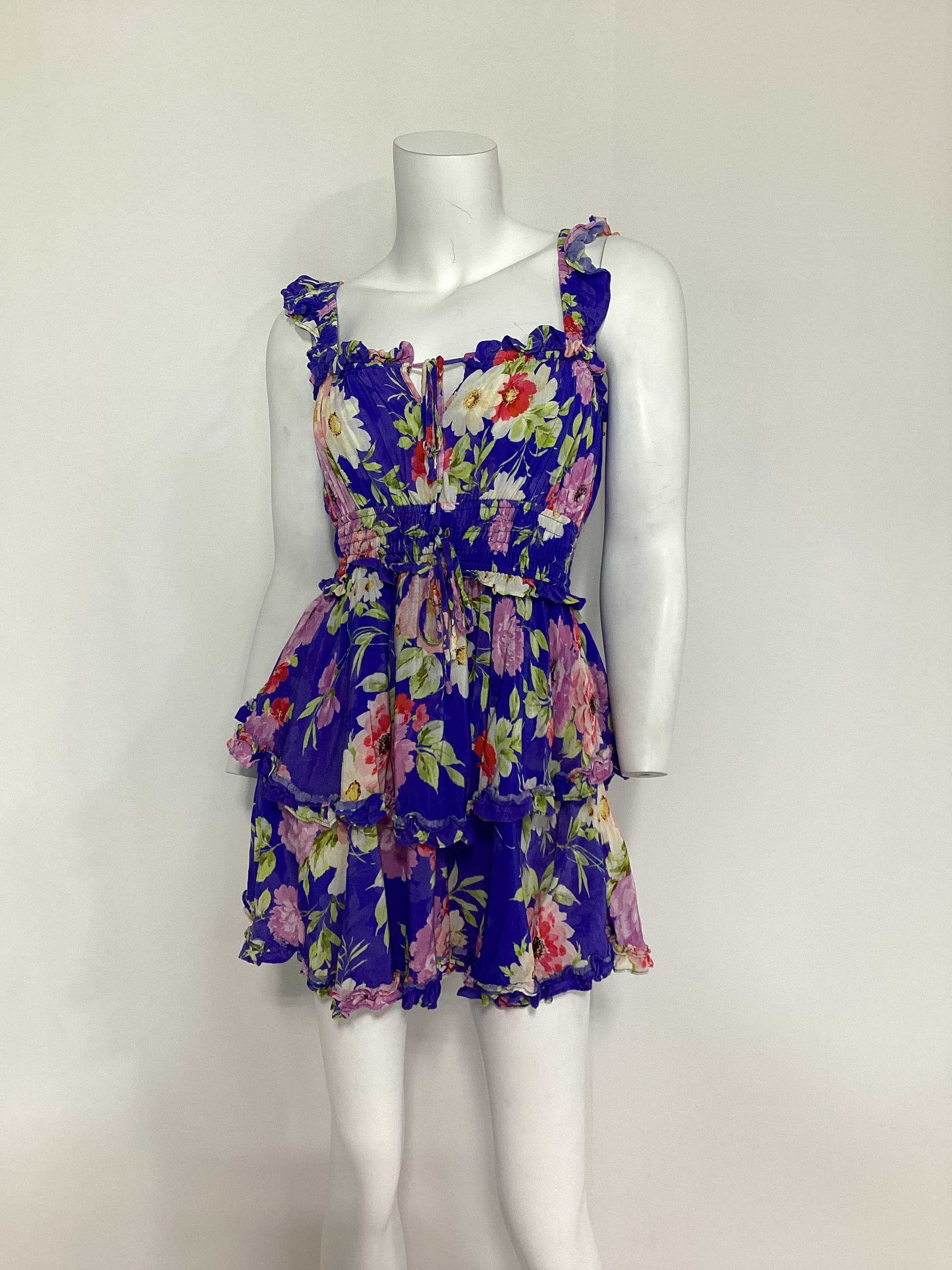 Sarah Mini Dress In Miami Magic Blue - Image 3