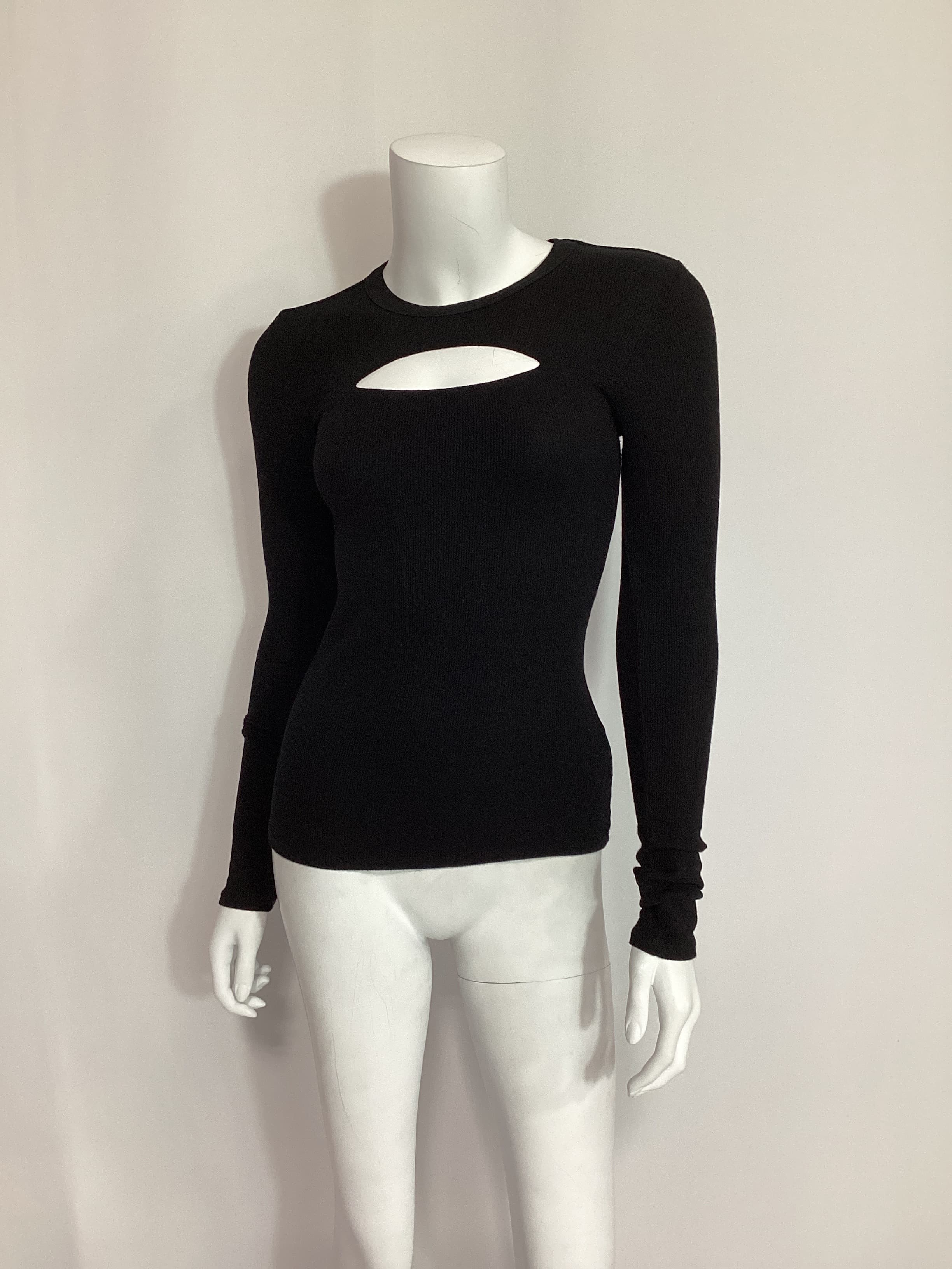 Silk Knit Cutout Crew In Black - Image 3